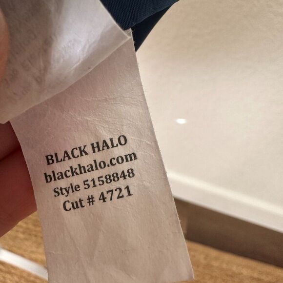 Black Halo Floral Watercolor V Neck Criss Cross Back Sheath Dress Size 4 - Picture 10 of 11